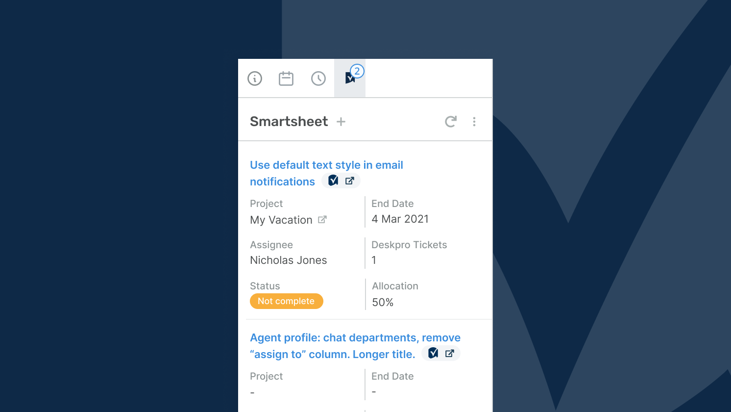 Smartsheet screenshot